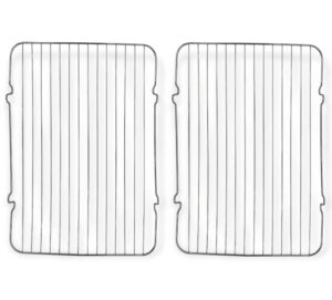 handy housewares 10" x 14" rectangle metal wire stackable cake cooling rack - cools down pastries or breads (2-pack)