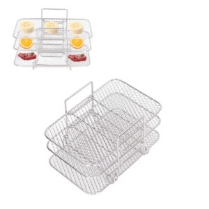 3pcs 19x12cm stackable baking rack, fryer baking rack stainless steel grill rack stackable cooling rack tray for 8qt pot