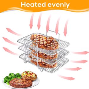 3PCS 19x12cm Stackable Baking Rack, Fryer Baking Rack Stainless Steel Grill Rack Stackable Cooling Rack Tray for 8QT Pot