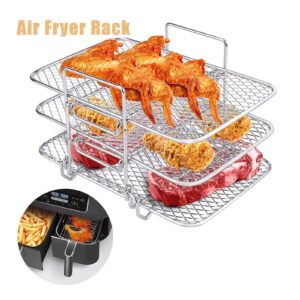 3PCS 19x12cm Stackable Baking Rack, Fryer Baking Rack Stainless Steel Grill Rack Stackable Cooling Rack Tray for 8QT Pot