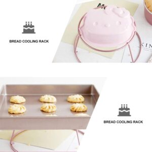 DOITOOL 2Pcs Bread Cooling Rack Stainless Steel Non Stick Cooking Stand Cookies Cakes Drying Rack Bread Storage Holder Baking Supplies Rose Gold