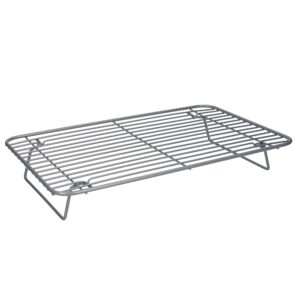 masterclass smart ceramic roasting / cooling rack with non stick coating and folding legs, carbon steel wire, grey, 35.5 x 23cm
