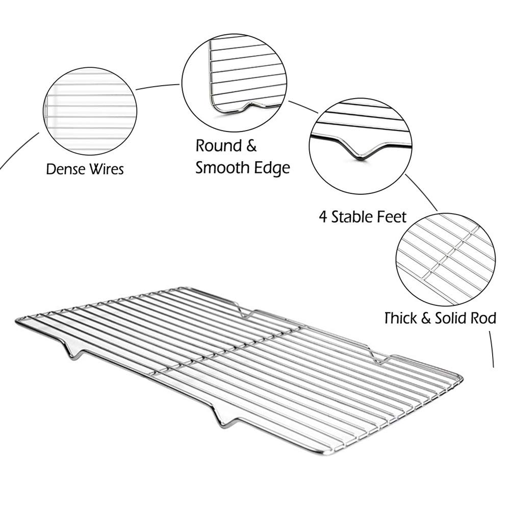 Turbokey Baking Rack 8.25 x 11.4 inch Rectangle Cooling Steaming Grilling Rack with 4 Legs Stainless Steel Rack,Oven & Dishwasher Safe, Perfect To Cool and Bake(8.25"X11.4",29X21cm)