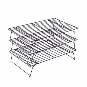 three-layer baking cooling rack bread cooling rack cake rack baking tools black non-stick cooling rack stackable