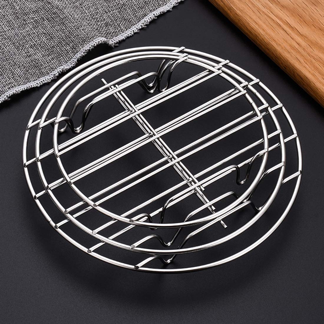 3 Pack Cooling Steaming Cake Rack, 6/7/8 inch round cooling rack, Stainless Steel Round Rack, for Air Fryer/Stockpot/Pressure Cooker/Round Cake Pan, Healthy & Dishwasher Safe