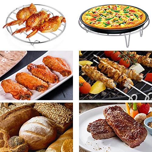 7 Inch Round Rack Baking Steaming Roasting Rack,Round Cooking Rack,Round Baking Rack,Stainless Steel Cooling Cooking Racks,Grill Steamer Rack For Oven Pot Air Fryer Canning, Rust Free,Dishwasher Safe