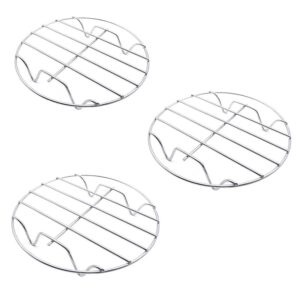 3 pack round cooling steaming cake rack, stainless steel circular wire baking rack for air fryer, stockpot, pressure cooker (6/7/8 inch)