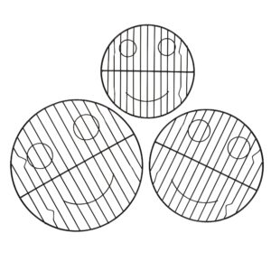 3pc smiling round cooling racks for baking and cooking, stainless steel steamer rack, canning rack, cooking rack, cake cooling rack, large, med small cooling rack, trivet - circle wire cooling rack
