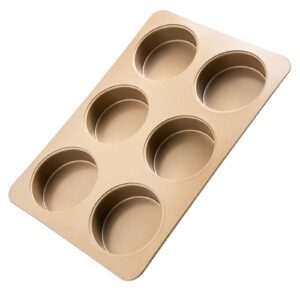 Yomvzake Hamburger Bun Pan Deep Dish Cookie Pan, Nonstick Hamburger Bread Forms 4 Inch Cake Pan Mini Round Disc Pan for Baking Burger Buns English Muffin Whoopie Pies Muffin Top