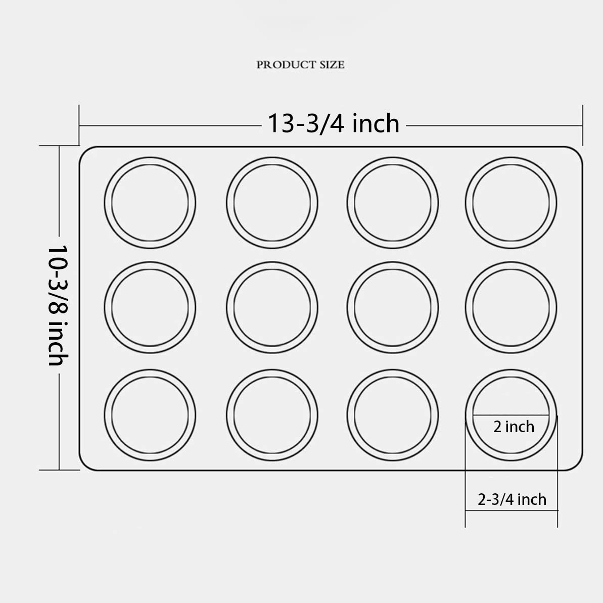 Kingrol 12-Cup Muffin & Cupcake Pans, Set of 3 Baking Pans, Non-stick Bakeware, 1.1" Deep