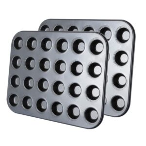 kingrol 24-cup nonstick mini cupcake & muffin pans, carbon steel baking pans - 2 pack