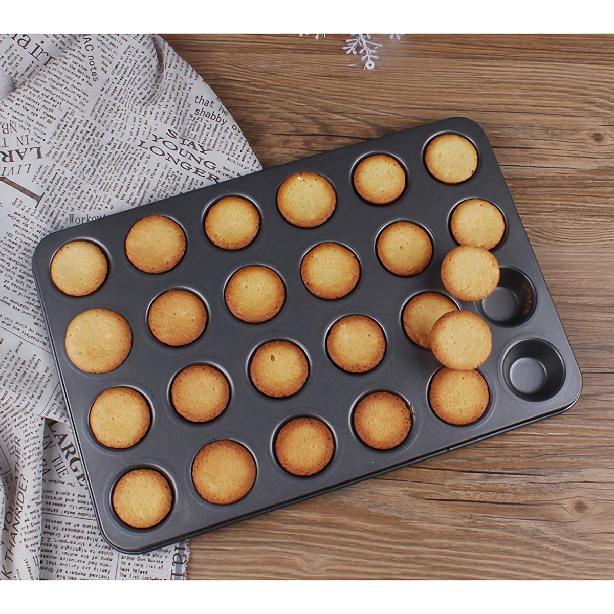 Kingrol 24-Cup Nonstick Mini Cupcake & Muffin Pans, Carbon Steel Baking Pans - 2 Pack