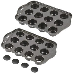 kazozobi 2 pack mini muffin cheesecake pan with removable bottom, 12 cavity nonstick cupcake pan