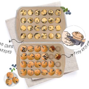 FOODIES HAVEN Silicone Mini Muffin Pan 24-Cup Nonstick Mini Cupcake Molds for Baking