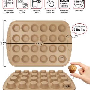 FOODIES HAVEN Silicone Mini Muffin Pan 24-Cup Nonstick Mini Cupcake Molds for Baking