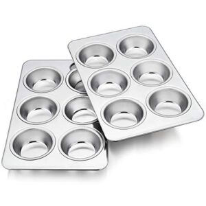 teamfar muffin pans for baking, cupcake pan tray set for making cakes cornbread quiche and more, healthy & non toxic, oven & dishwasher safe - set of 2
