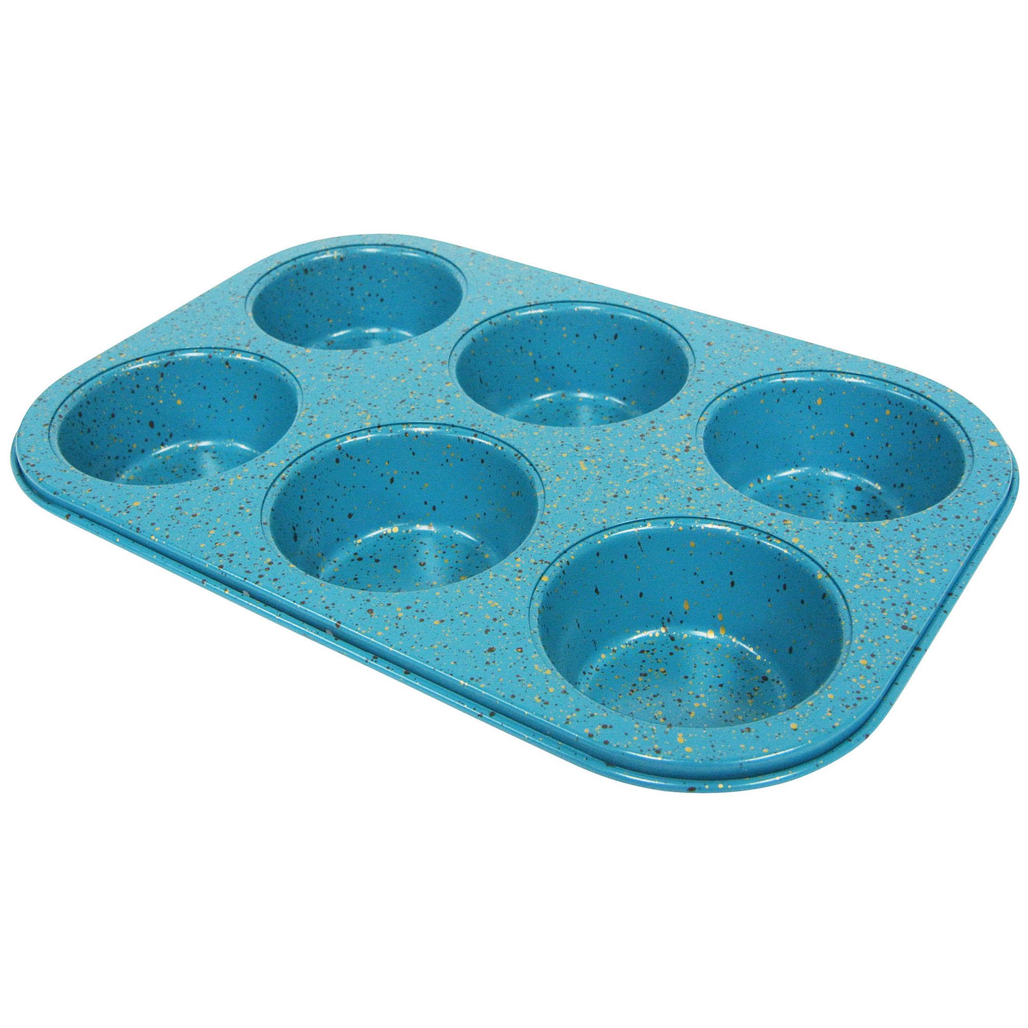 casaWare Toaster Oven 6 Cup Muffin Pan NonStick Ceramic Coated (Blue Granite)