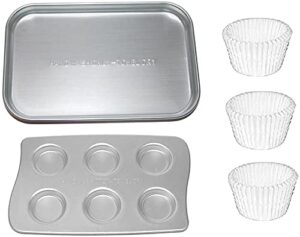 baking pan, cupcake pan and cupcake liners refill for easy bake ultimate oven, stainless steel, 6' x 4' x 0.5