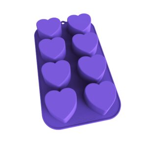 bakerpan silicone heart mold for baking, mini cake heart pan, valentine's day silicone mold, heart muffin baking tray, 2 1/4 inch hearts, heart silicone mold - 8 cavities