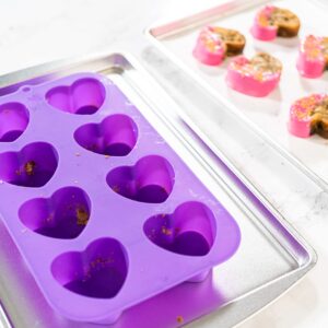 Bakerpan Silicone Heart Mold for Baking, Mini Cake Heart Pan, Valentine's Day Silicone Mold, Heart Muffin Baking Tray, 2 1/4 Inch Hearts, Heart Silicone Mold - 8 Cavities