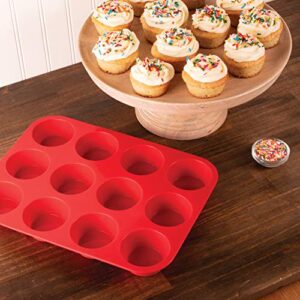 Mrs. Anderson's Baking Silicone 12-Cup Muffin Pan Baking Mold, BPA Free, Non-Stick European-Grade Silicone, 13.5 x 10 x 1.25-Inches