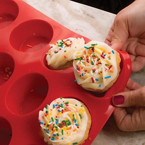 Mrs. Anderson's Baking Silicone 12-Cup Muffin Pan Baking Mold, BPA Free, Non-Stick European-Grade Silicone, 13.5 x 10 x 1.25-Inches