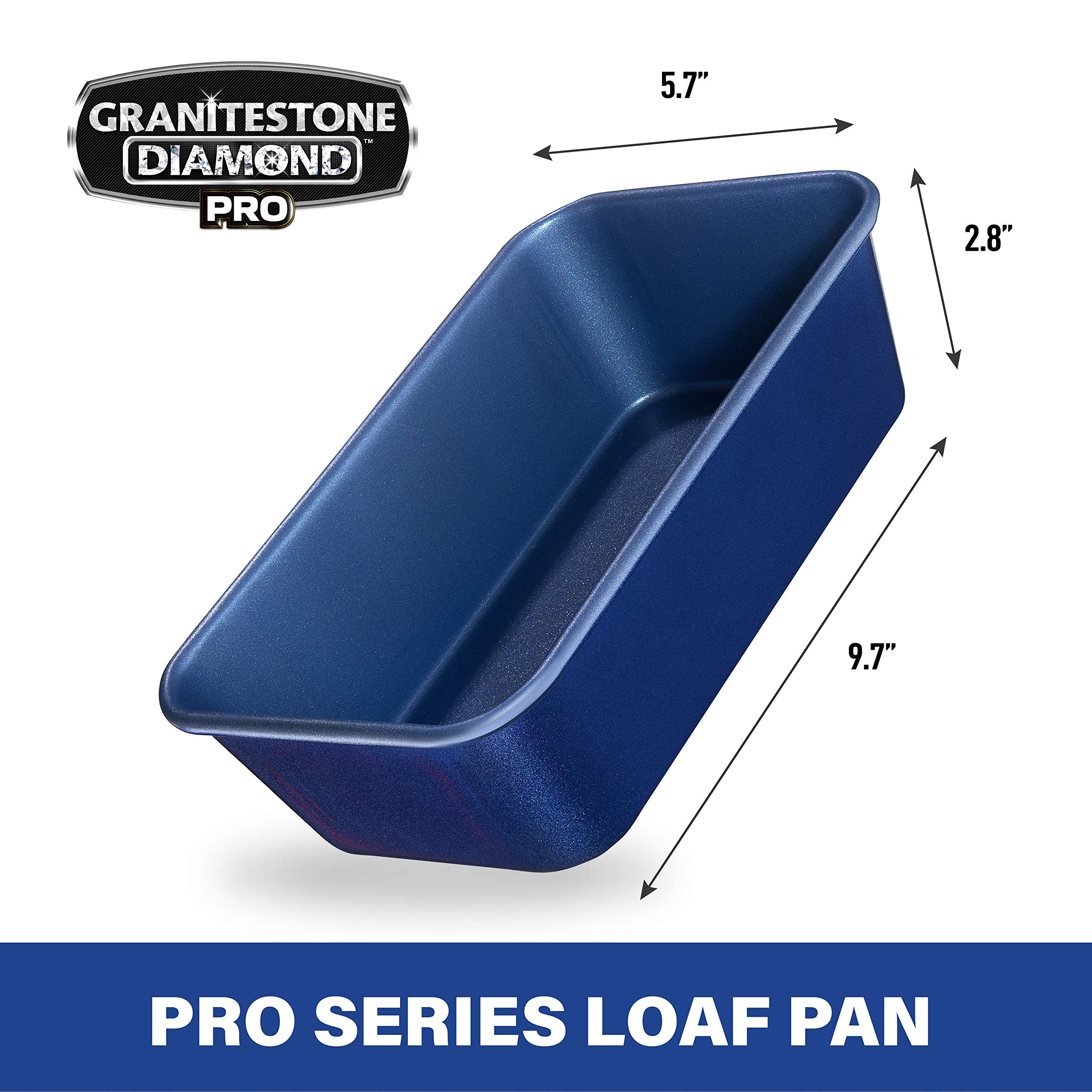 Granitestone Blue Nonstick 9.7in x 5.75in x 2.8in Loaf Pan, Oven Safe up to 500F, Dishwasher Safe