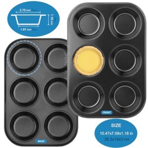 AmDONGKING Muffin Pan, Cupcake Pans, 6 Cup Premium Non-Stick Carbon Steel Kitchen Baking Quiche Pan, 10.4 X 7.1 Inches