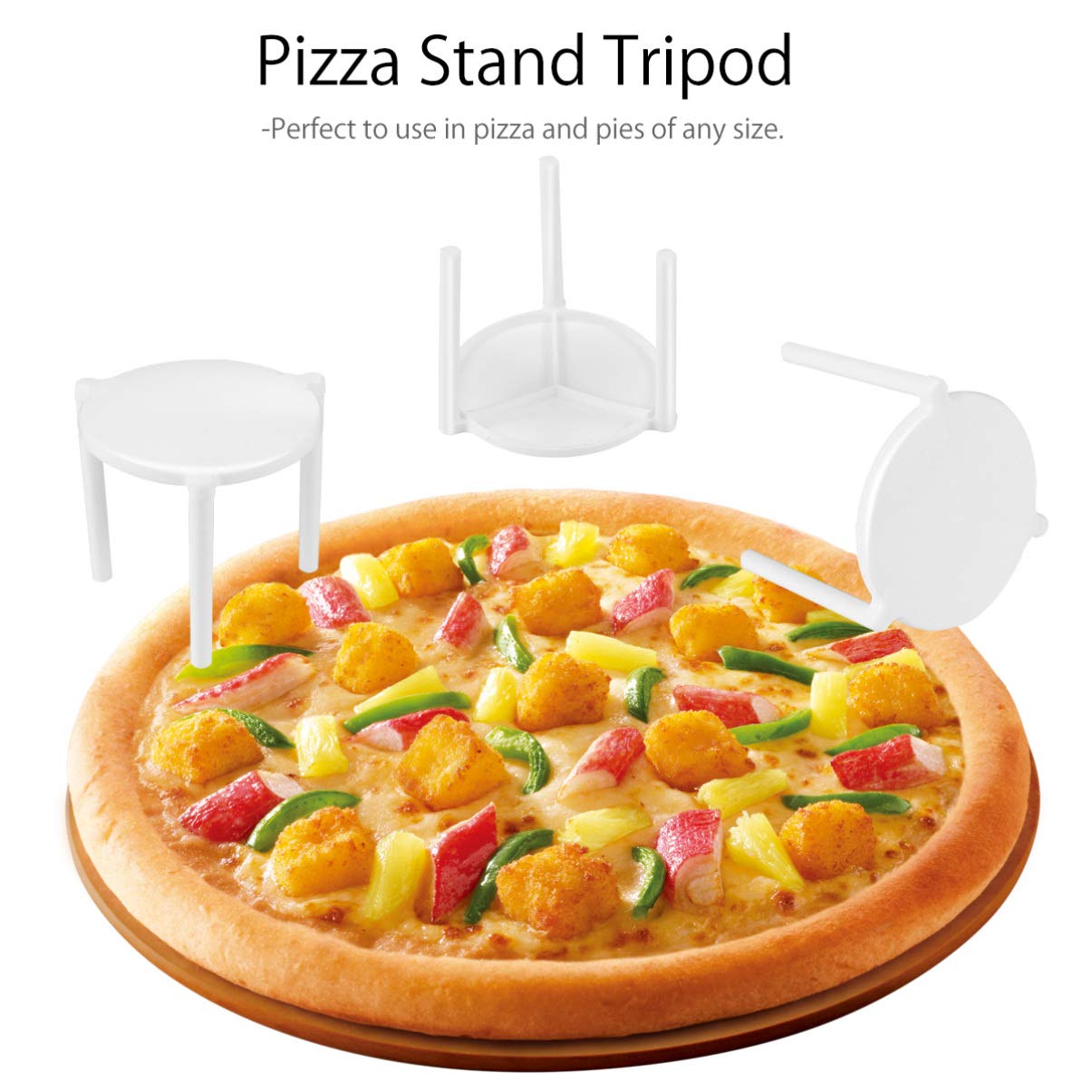 Toyvian 100pcs Pizza Saver Stand White Plastic Pizza Tripod Stack for Restaurant Container Pizza boxes