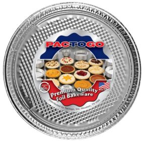 pactogo 12" round aluminum foil pizza pan - disposable waffle bottom baking sheets made in usa (pack of 12)