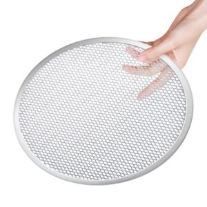 Milkary 4 Pieces Seamless Round Pizza Screen, 2 Pieces 12 inch Aluminum Mesh Pizza Screen and 2 Pieces 10 inch Pizza Mesh Baking Tray for Home Kitchen Restaurant Supplies