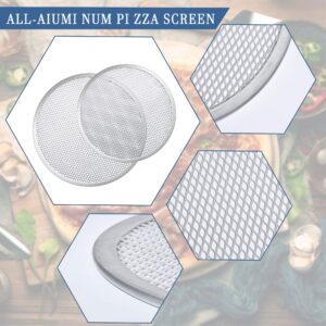 Milkary 4 Pieces Seamless Round Pizza Screen, 2 Pieces 12 inch Aluminum Mesh Pizza Screen and 2 Pieces 10 inch Pizza Mesh Baking Tray for Home Kitchen Restaurant Supplies