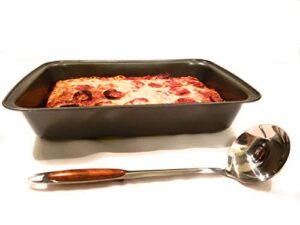 april supply 9 inch by 14 inch detroit style deep dish square pizza pan with sauce ladle sicilian rectangular bake dish with stainless steel ladle