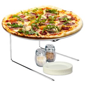 Tiger Chef Pizza Stand and Pizza Pan Set: Two Pizza Stands for Tables, Two 12 inch Pizza Pans and Pan Gripper