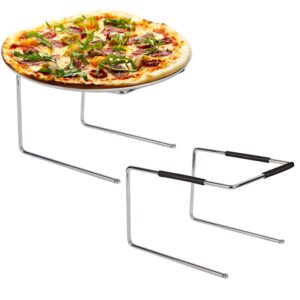 Tiger Chef Pizza Stand and Pizza Pan Set: Two Pizza Stands for Tables, Two 12 inch Pizza Pans and Pan Gripper