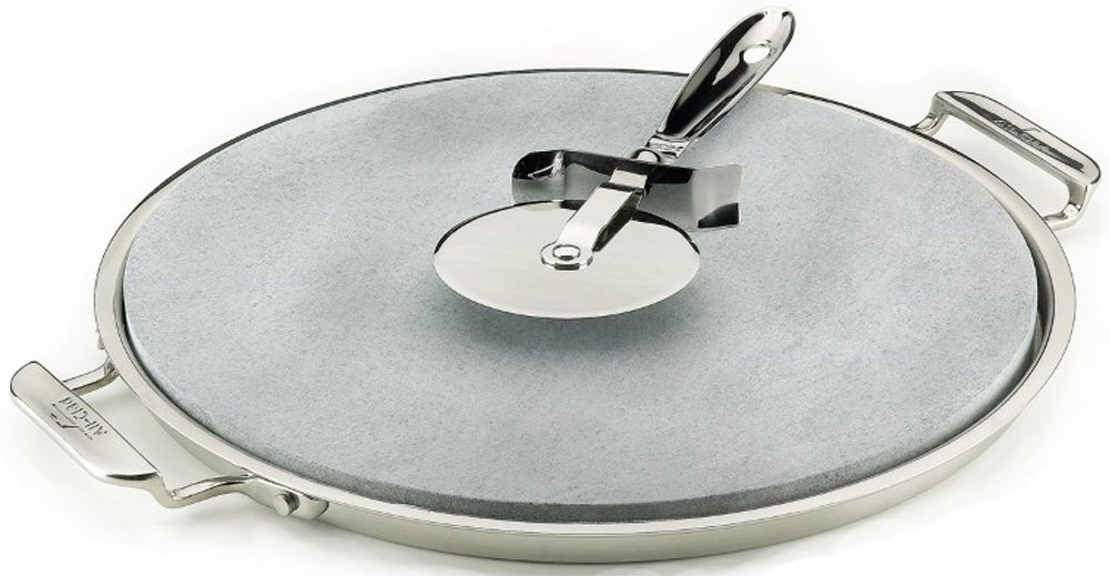 All-Clad Specialty Stainless Steel and Soapstone Pizza Stone 13 Inch Oven Broiler Safe 600F Pizza Stone for Oven Silver