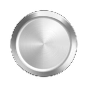 hohungf small stainless steel pizza pan round pizza tray, round pizza plate for pie cookie pizza cake, non toxic & heavy duty, brushed finish & easy clean & diameter 10.3 inch