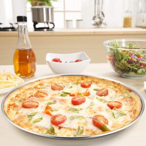 HOHUNGF Small Stainless Steel Pizza Pan Round Pizza Tray, Round Pizza Plate For Pie Cookie Pizza Cake, Non Toxic & Heavy Duty, Brushed Finish & Easy Clean & Diameter 10.3 Inch