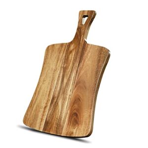 yusotan acacia wood cutting board for kitchen,14" x 8.5" cutting board with handle, charcuterie paddle, chopping board for meat, cheese, bread, vegetables, fruits for kitchen