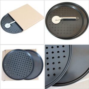 12 Inch Pizza Pan with Holes Bakeware Pizza Tray for Oven Nonstick Baking Supplies Home Restaurant Kitchen Steel Crisper Pizza Pan Set 2 Pack