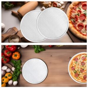 RHBLME 3 Pack Aluminum Alloy Pizza Baking Screen, 12 Inch Pizza Screen Restaurant-Grade Baking Screen for Oven, Round Pizza Crisper Tray Pizza Baking Tray for Home Kitchen, BBQ, Seamless