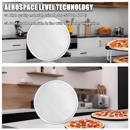 RHBLME 3 Pack Aluminum Alloy Pizza Baking Screen, 12 Inch Pizza Screen Restaurant-Grade Baking Screen for Oven, Round Pizza Crisper Tray Pizza Baking Tray for Home Kitchen, BBQ, Seamless