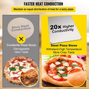 VEVOR Steel Pizza Stone for Oven, Steel Pizza Plate, A36 Steel Baking Steel Pizza Stone for Grill, Steel Pizza Pan with 20x Higher Conductivity for Pizza & Bread Indoor & Outdoor (Silver)