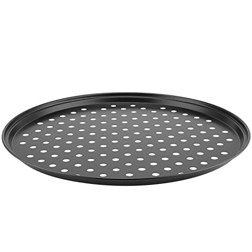 MANCHAP 4 Pack 12 Inch Round Pizza Baking Pan with Holes, Pizza Pan for Oven, Carbon Steel Non-stick Pizza Crisper Pan for Home Restaurant Baking, Black