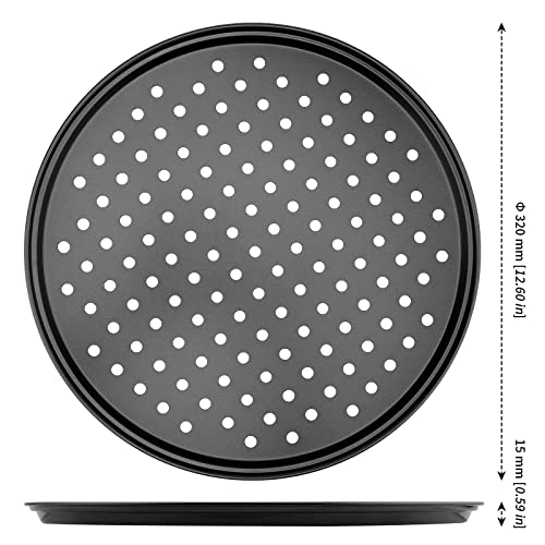 MANCHAP 4 Pack 12 Inch Round Pizza Baking Pan with Holes, Pizza Pan for Oven, Carbon Steel Non-stick Pizza Crisper Pan for Home Restaurant Baking, Black