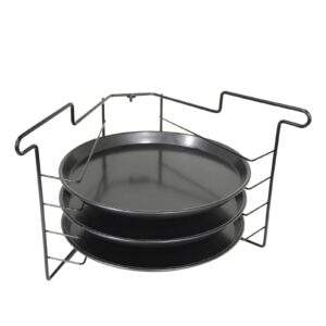 vanlamni pizza baking set with 1 wire metal pizza rack and 3 circular pizza pans,11 inch non-stick pizza trays for oven