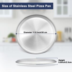 LIANYU 4 Pack Pizza Pan Set, 11.8 Inch Stainless Steel Pizza Serving Tray for Oven Baking, Nonstick Round Pizza Plate,Dishwasher Safe