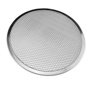 homeemoh 19 inch round pizza screen mesh baking tray aluminum alloy pizza pan net baking tray for oven, bbq,silver