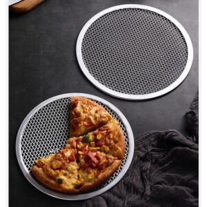 homeemoh 19 Inch Round Pizza Screen Mesh Baking Tray Aluminum Alloy Pizza Pan Net Baking Tray for Oven, BBQ,Silver