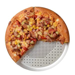 pizza pan 9 inch, non-stick vented pizza baking tray with holes, round pizza oven tray tools kitchen cooking pan